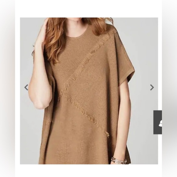 J.Jill Yak Hair Blend Boxy Poncho Sweater Size S/XS Tan Brown - Picture 11 of 12